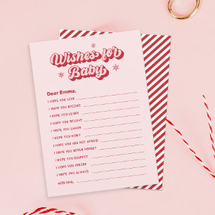 Pink Christmas Baby Dusche Wünsche für Baby Game Mitteilungskarte