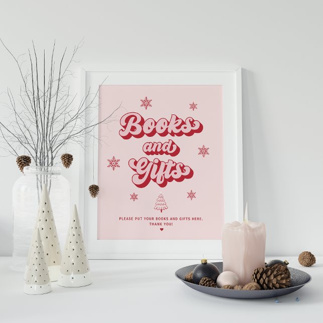 Pink Christmas Baby Shower Bücher und Geschenke Poster (Von Creator hochgeladen)