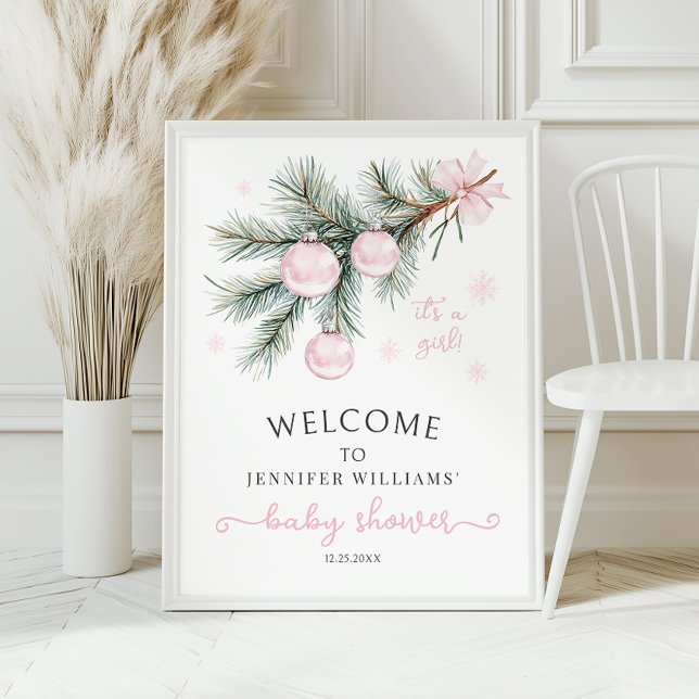 Pink Christmas Baby Shower Welcome Sign Poster (Von Creator hochgeladen)