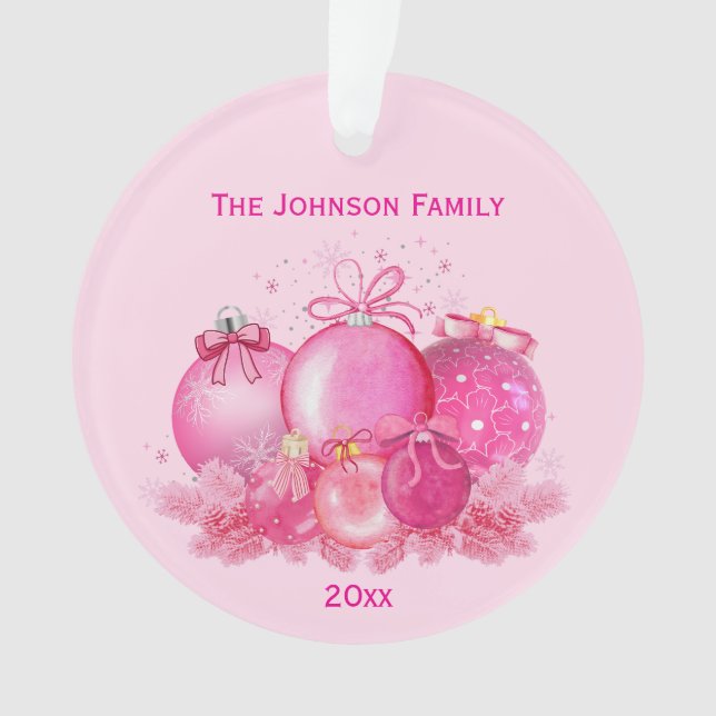 Pink Christmas Balls Ornament  (Vorderseite)