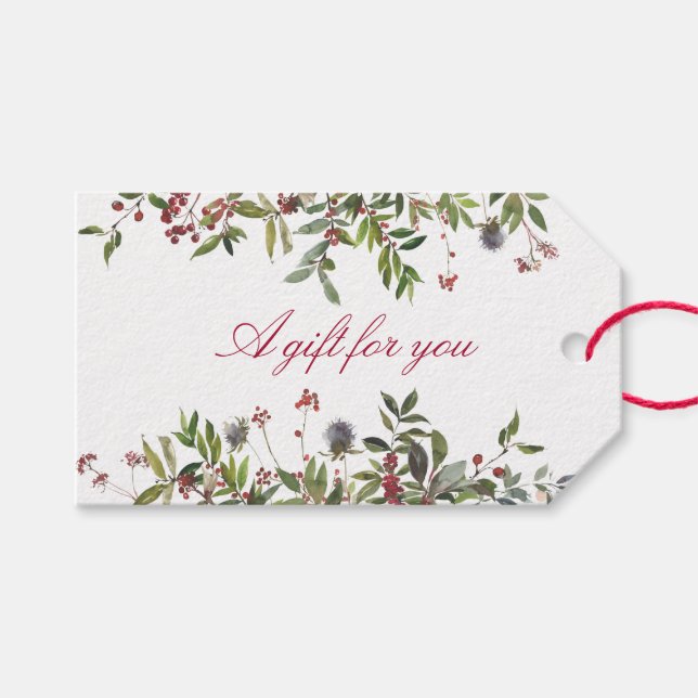 Pink Christmas Border Holiday Geschenk Tag Geschenkanhänger (Vorderseite (Horizontal))