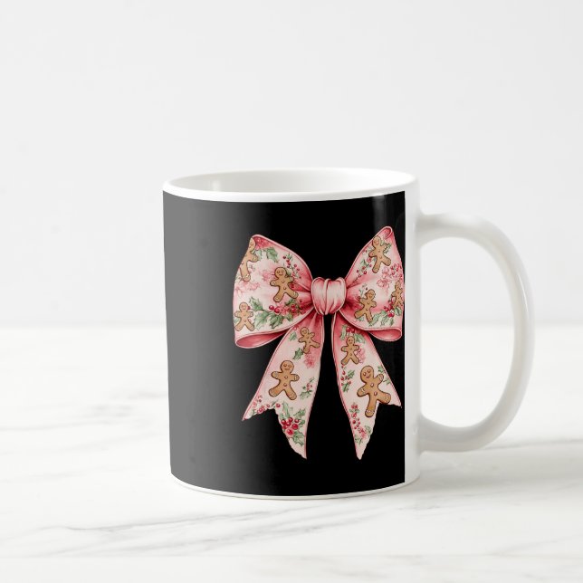 Pink Christmas Bow Coquette Xmas Gingerbrei Frauen Kaffeetasse (Rechts)