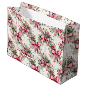 Pink Christmas Bows Große Geschenktüte