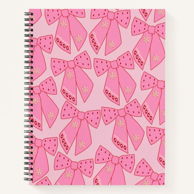Pink Christmas Bows Notizbuch (Vorderseite)