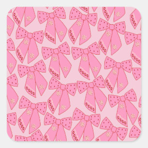 Pink Christmas Bows Quadratischer Aufkleber