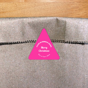 Pink Christmas Business Triangle Shape Sticker