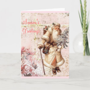pink Christmas card and Santa Feiertagskarte