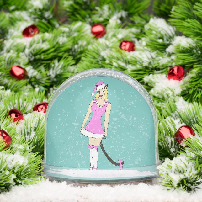 Pink Christmas catgirl Schneekugeln (Weihnachten)