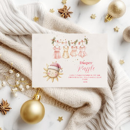 Pink Christmas Clothesline Diapper Raffle Begleitkarte