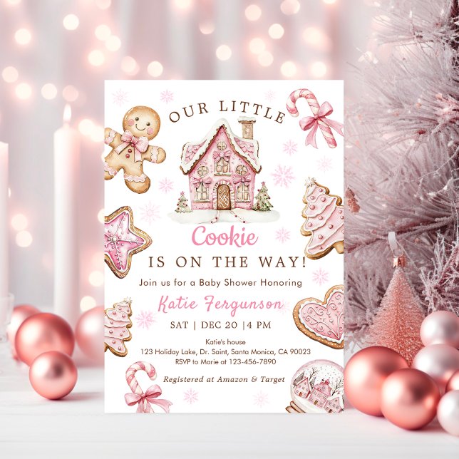 Pink Christmas Cookie Baby Shower Girl Einladung (Von Creator hochgeladen)