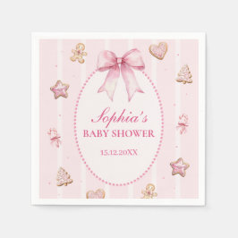 Pink Christmas Cookie Baby Shower Serviette