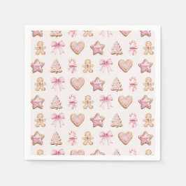 Pink Christmas Cookie Pattern Baby Shower Serviette