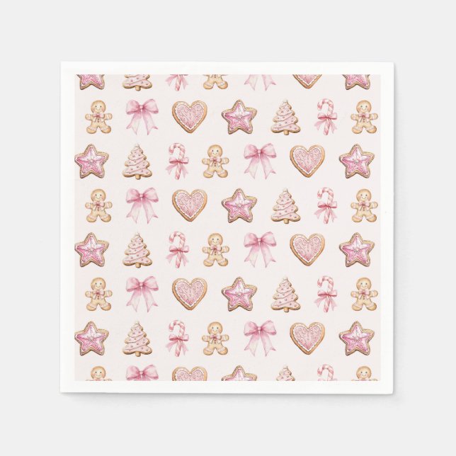 Pink Christmas Cookie Pattern Baby Shower Serviette (Vorderseite)
