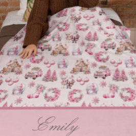 Pink Christmas Custom Sherpadecke