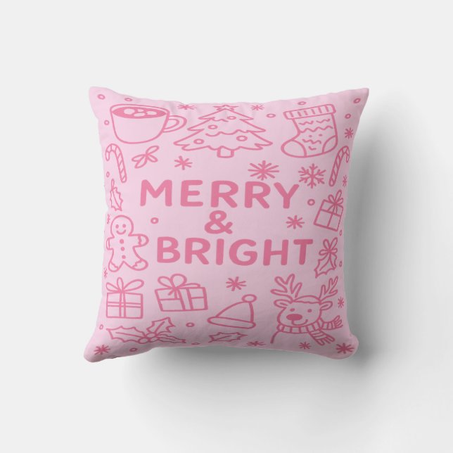 Pink Christmas Doodle | gemütliche Weihnachten Kissen (Rückseite)