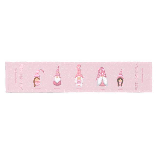 Pink Christmas Five Gnomes Zollfamilie Kurzer Tischläufer (Horizontal)