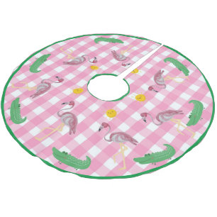 Pink Christmas Flamingo Alligator Brushed Polyes Polyester Weihnachtsbaumdecke