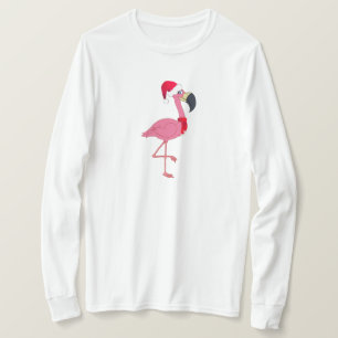 Pink Christmas Flamingo Long Sleeve T - Shirt