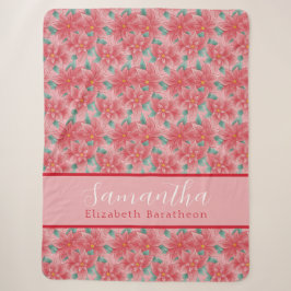 Pink Christmas Flororal Poinsettia Personalisierte Sherpadecke