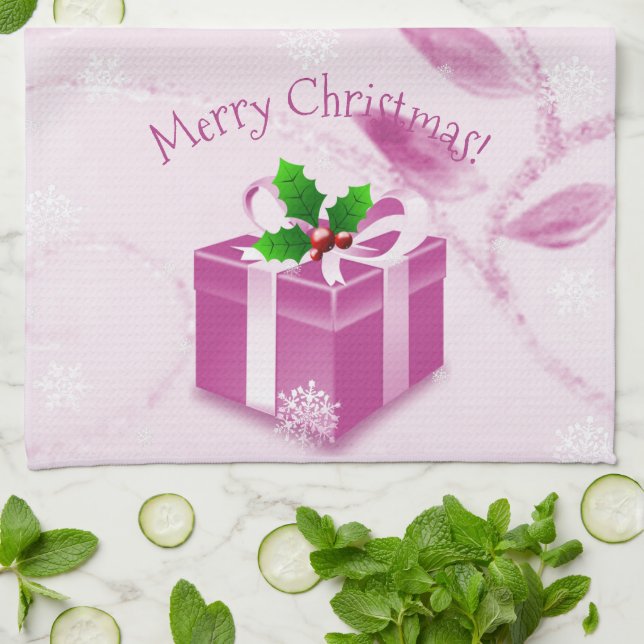 Pink Christmas Geschenk Küchentuch (Gefaltet)