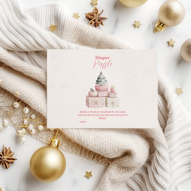 Pink Christmas Geschenke Diapper Raffle Begleitkarte (Von Creator hochgeladen)