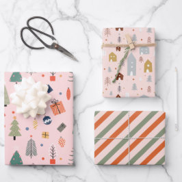 Pink Christmas Geschenkpapier Set