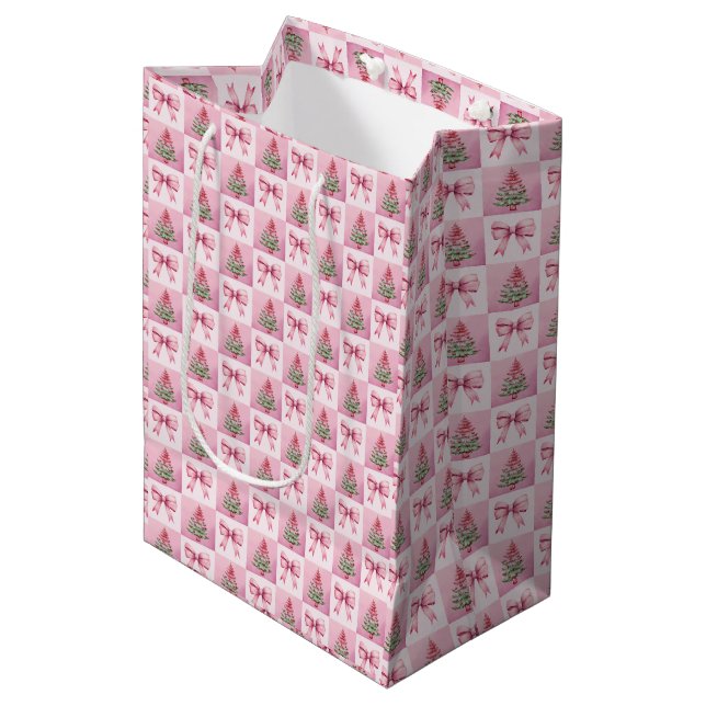 Pink Christmas Geschenktasche Mittlere Geschenktüte (Vorderseite Schrägansicht)