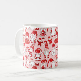 Pink Christmas Gnome & Gingerbread Pattern Kaffeetasse