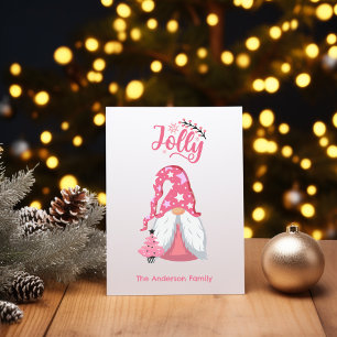 Pink Christmas Gnome Jolly Feiertagskarte