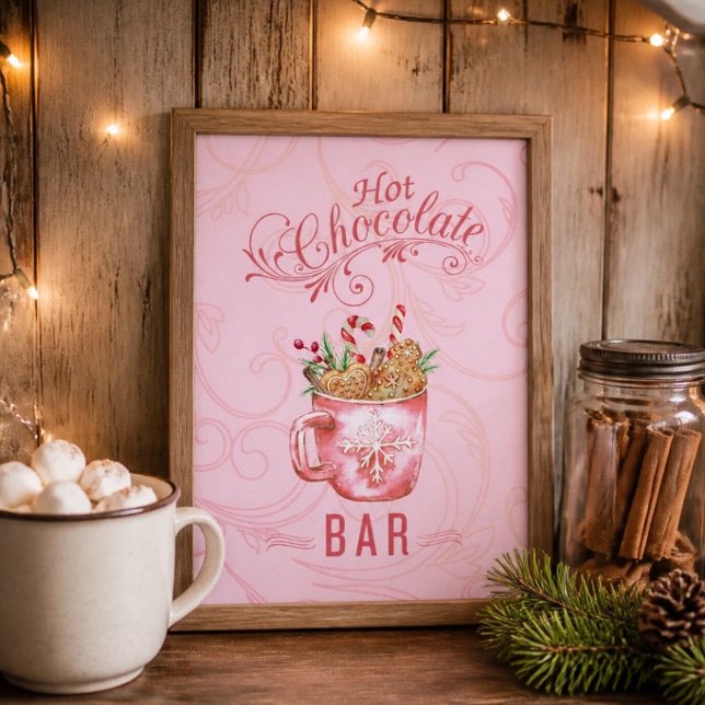 Pink Christmas Hot Chocolate Bar Sign Poster (Von Creator hochgeladen)