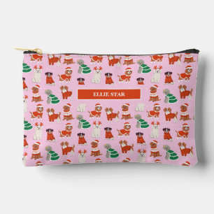 Pink Christmas Hunde Girl Personalisiert Cosmetic Zubehörtasche