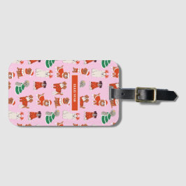 Pink Christmas Hunde Girl Personalisiert Gepäckanhänger