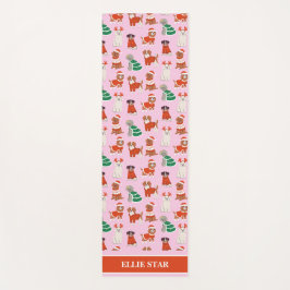 Pink Christmas Hunde Personalisiert Girl Yogamatte