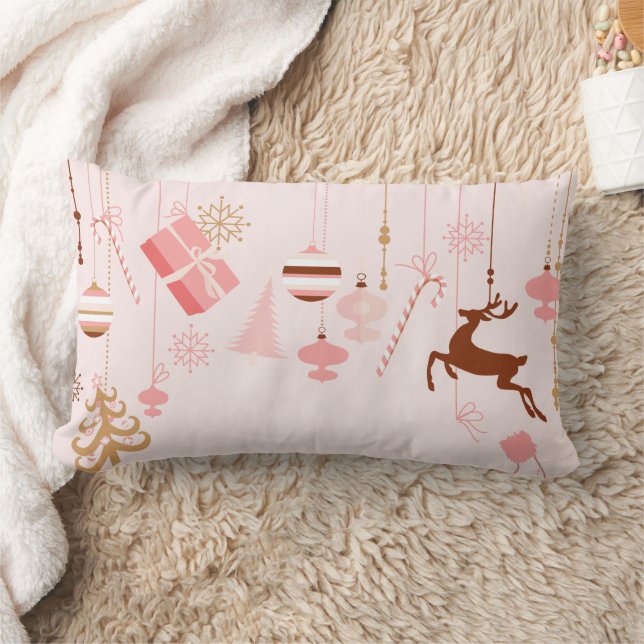 Pink Christmas Icons Decorative Lendenkissen (Decke)