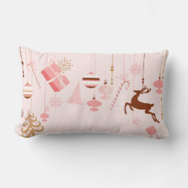 Pink Christmas Icons Decorative Lendenkissen