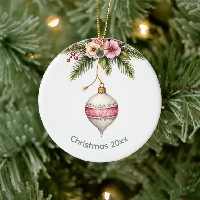 Pink  Christmas Keramik Ornament (Baum)