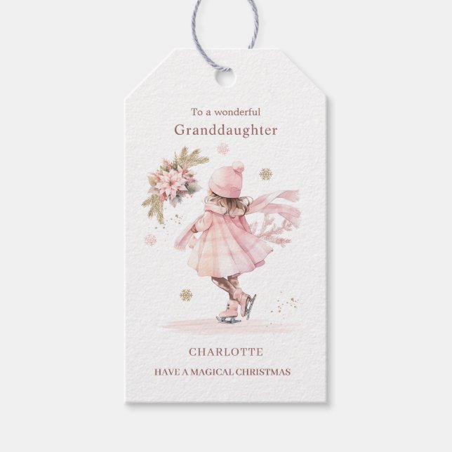 Pink Christmas Little Girl Geschenkanhänger (Vorderseite)