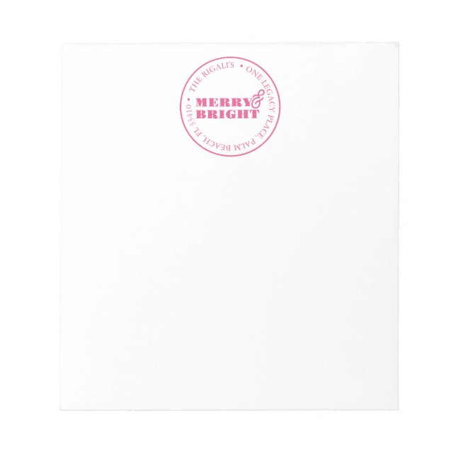 Pink Christmas Notepad Notizblock (Vorderseite)