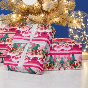 Pink Christmas Nutcracker Ballerina Kindergeburtst Geschenkpapier