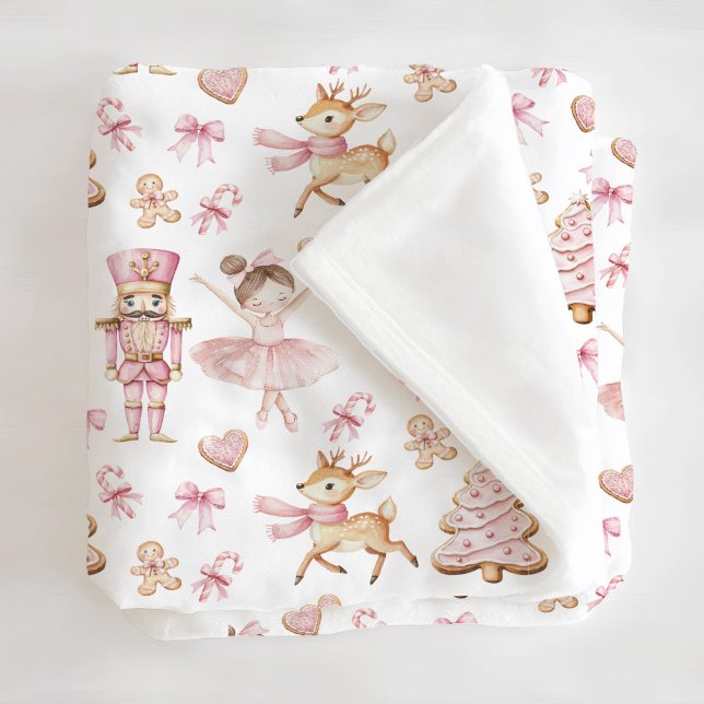 Pink Christmas Nutcracker Fleece Blanket (Von Creator hochgeladen)