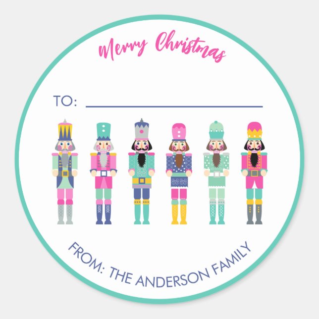 PINK CHRISTMAS NUTCRACKER GIFT STICKER (Vorderseite)