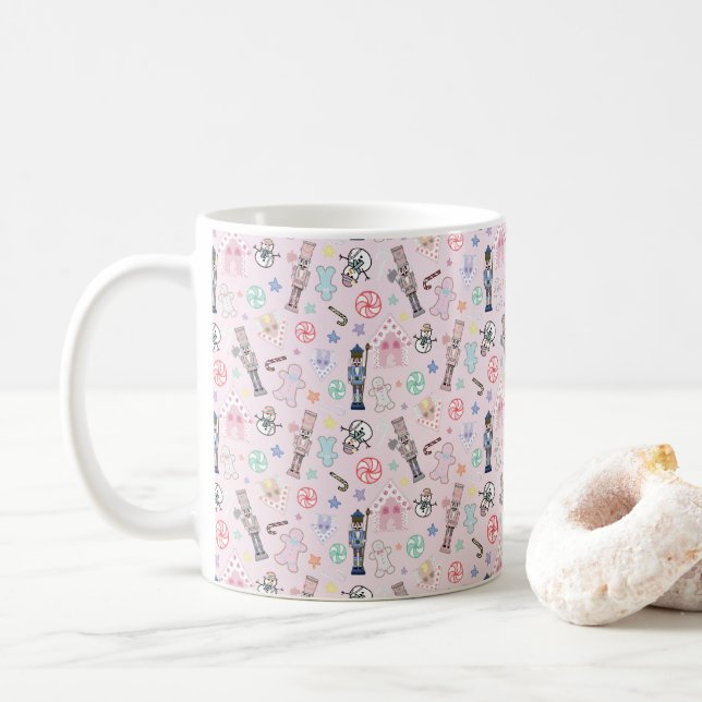 Pink Christmas Nutcracker, Gingerbrot & Snowmen Kaffeetasse (Mit Donut)
