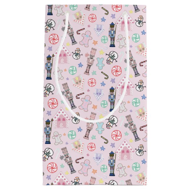 Pink Christmas Nutcracker, Gingerbrot & Snowmen  Kleine Geschenktüte (Vorderseite)