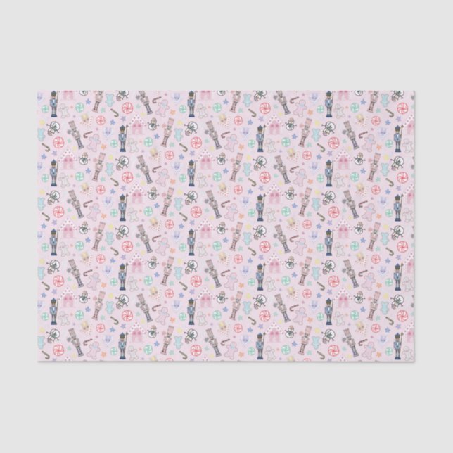 Pink Christmas Nutcracker, Gingerbrot & Snowmen  Seidenpapier (Vorderseite)