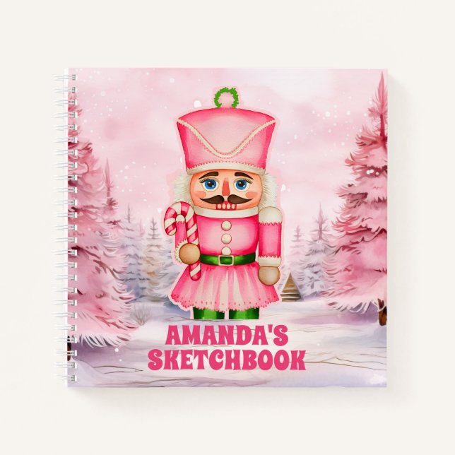 Pink Christmas Nutcracker Kids Sketchbook Notizbuch (Vorderseite)