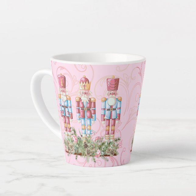 Pink Christmas Nutcracker Latte Tasse (Linke Ecke)