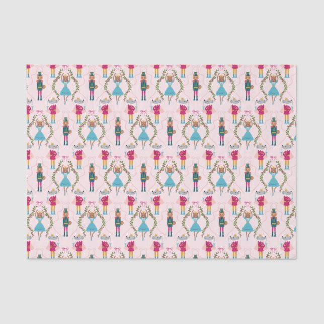 Pink Christmas Nutcracker Muster Seidenpapier (Vorderseite)