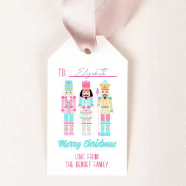 Pink Christmas Nutcracker Pastel Personalized Name Geschenkanhänger