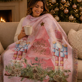 Pink Christmas Nutcracker und Baumwurzel Blanket Decke