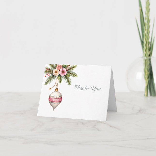 Pink Christmas Ornament  Dankeskarte (Vorderseite)